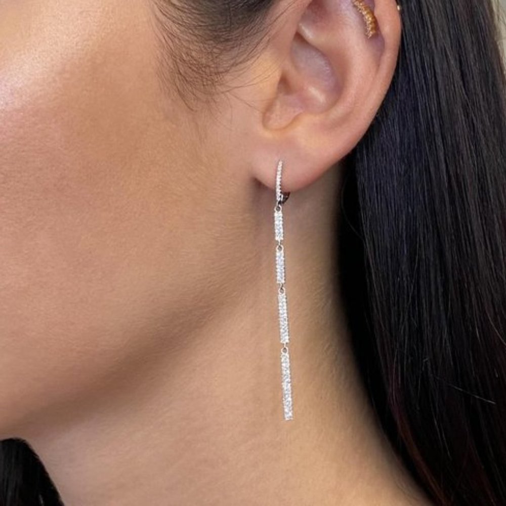 Rachel Koen 0.46Cttw Diamond Drop Earrings 14K White Gold